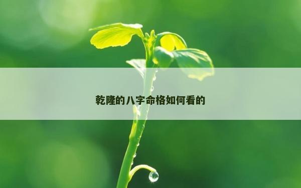 乾隆的八字命格如何看的