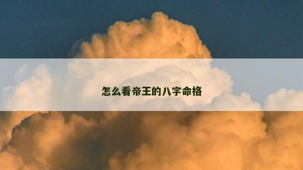 怎么看帝王的八字命格