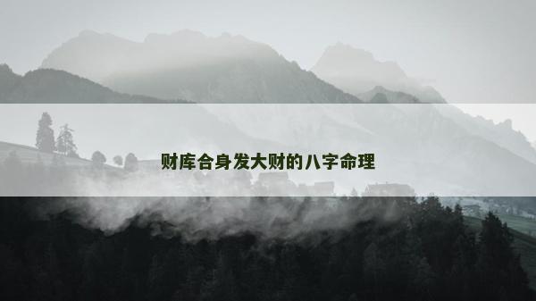 财库合身发大财的八字命理