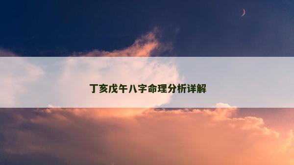 丁亥戊午八字命理分析详解