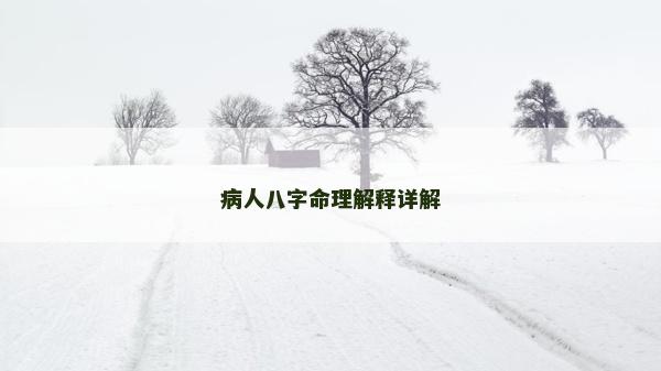 病人八字命理解释详解