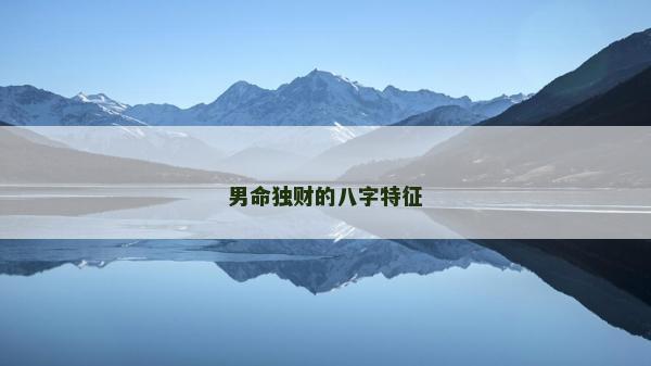 男命独财的八字特征