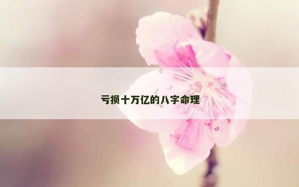 亏损十万亿的八字命理