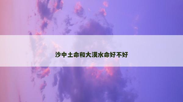 沙中土命和大漠水命好不好