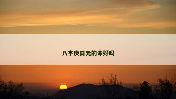 八字庚日元的命好吗