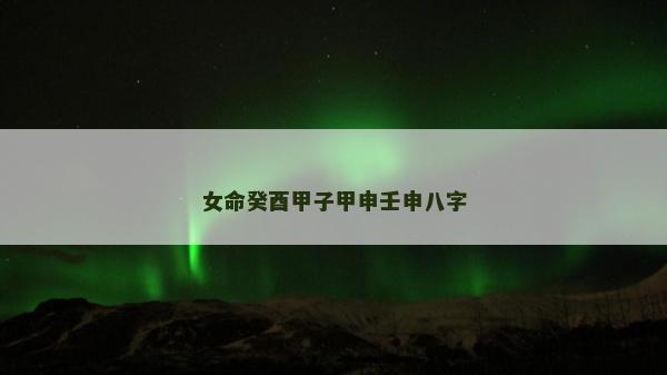 女命癸酉甲子甲申壬申八字