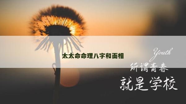 太太命命理八字和面相