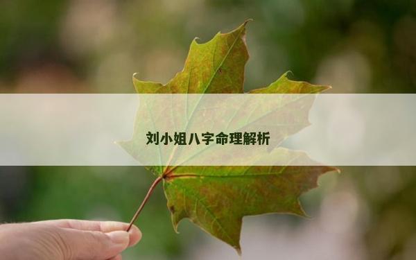 刘小姐八字命理解析