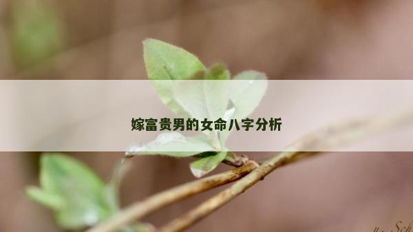 嫁富贵男的女命八字分析