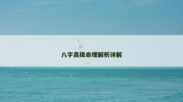 八字高级命理解析详解