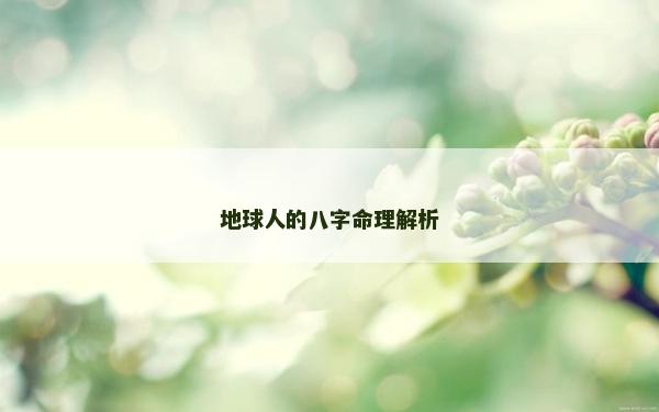 地球人的八字命理解析