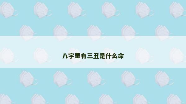 八字里有三丑是什么命