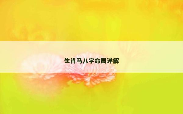 生肖马八字命局详解