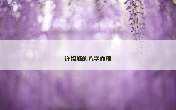 许绍峰的八字命理