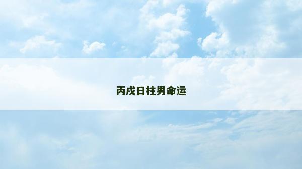 丙戌日柱男命运