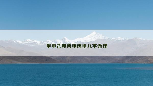 甲申己卯丙申丙申八字命理
