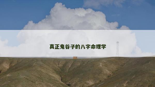 真正鬼谷子的八字命理学