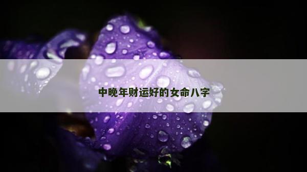 中晚年财运好的女命八字