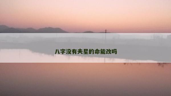 八字没有夫星的命能改吗