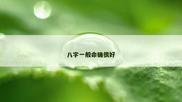 八字一般命确很好