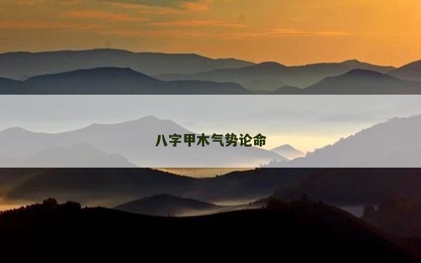 八字甲木气势论命
