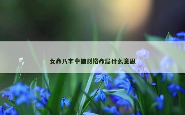 女命八字中偏财格命局什么意思