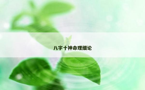 八字十神命理细论