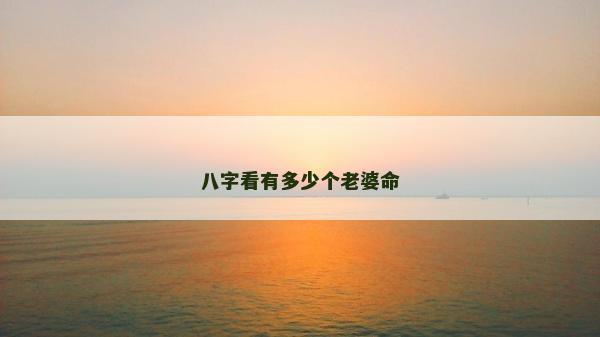 八字看有多少个老婆命
