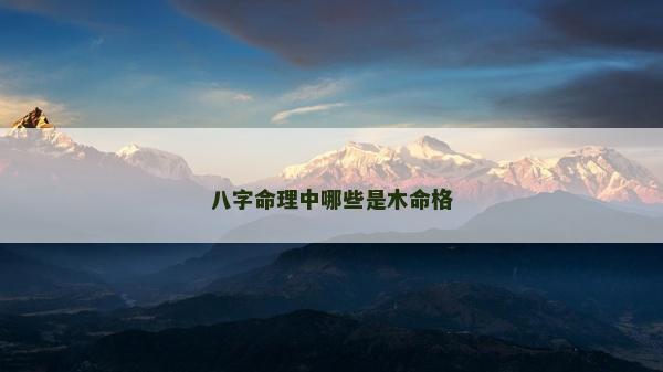 八字命理中哪些是木命格