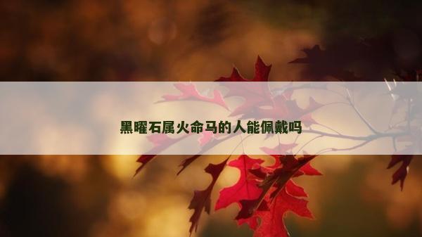 黑曜石属火命马的人能佩戴吗