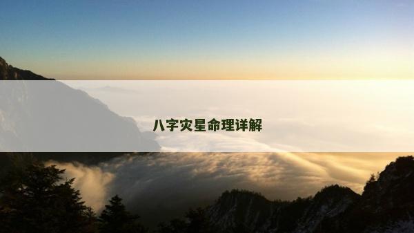 八字灾星命理详解