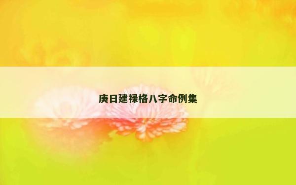 庚日建禄格八字命例集