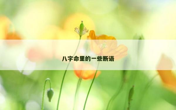 八字命里的一些断语
