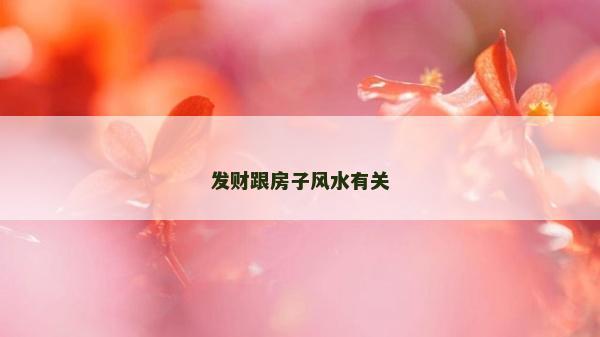 发财跟房子风水有关