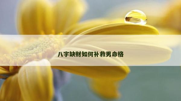 八字缺财如何补救男命格