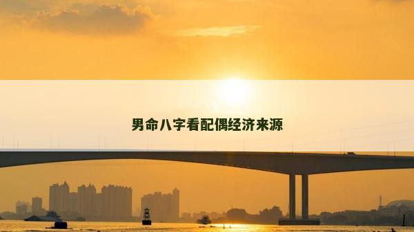 男命八字看配偶经济来源