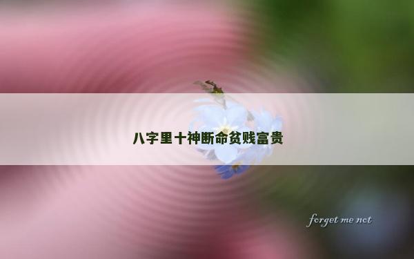 八字里十神断命贫贱富贵