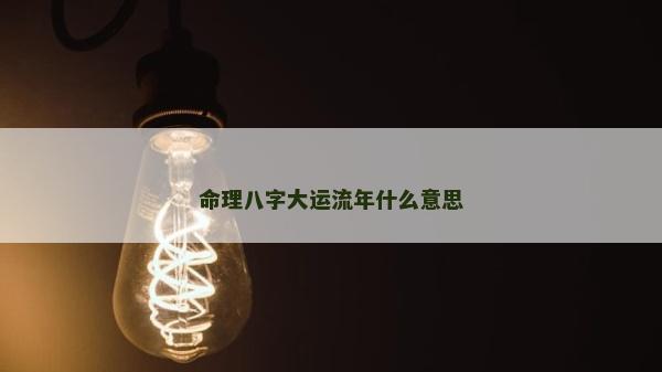 命理八字大运流年什么意思
