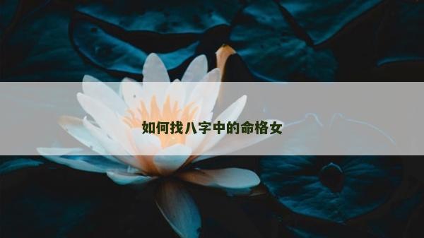 如何找八字中的命格女