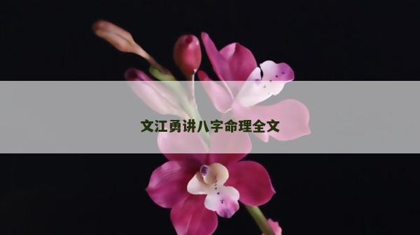 文江勇讲八字命理全文