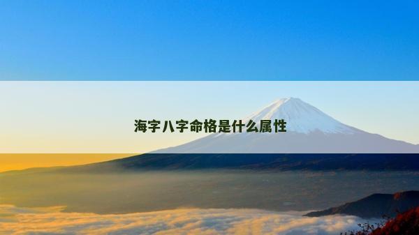 海字八字命格是什么属性