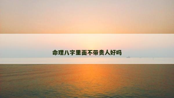 命理八字里面不带贵人好吗