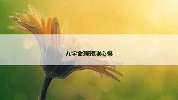 八字命理预测心得