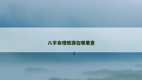 八字命理根源在哪里查