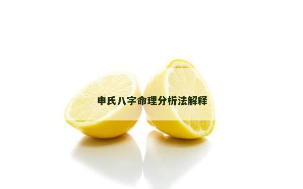 申氏八字命理分析法解释