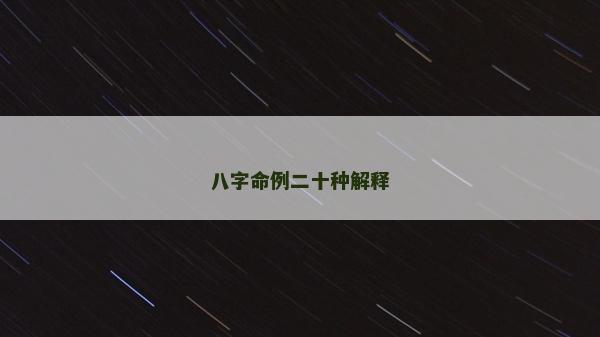 八字命例二十种解释