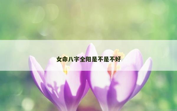 女命八字全阳是不是不好
