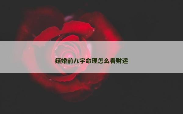 结婚前八字命理怎么看财运