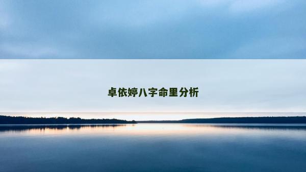 卓依婷八字命里分析