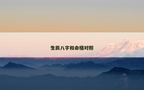 生辰八字和命格对照